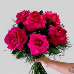 bouquet clássico de 6 rosas importadas pink